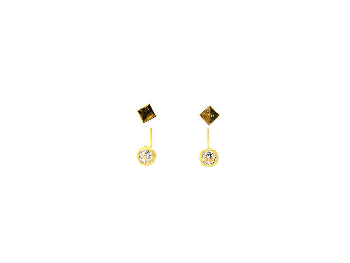 22k Polished Yellow Gold Diamond-Shaped Stud Earrings
