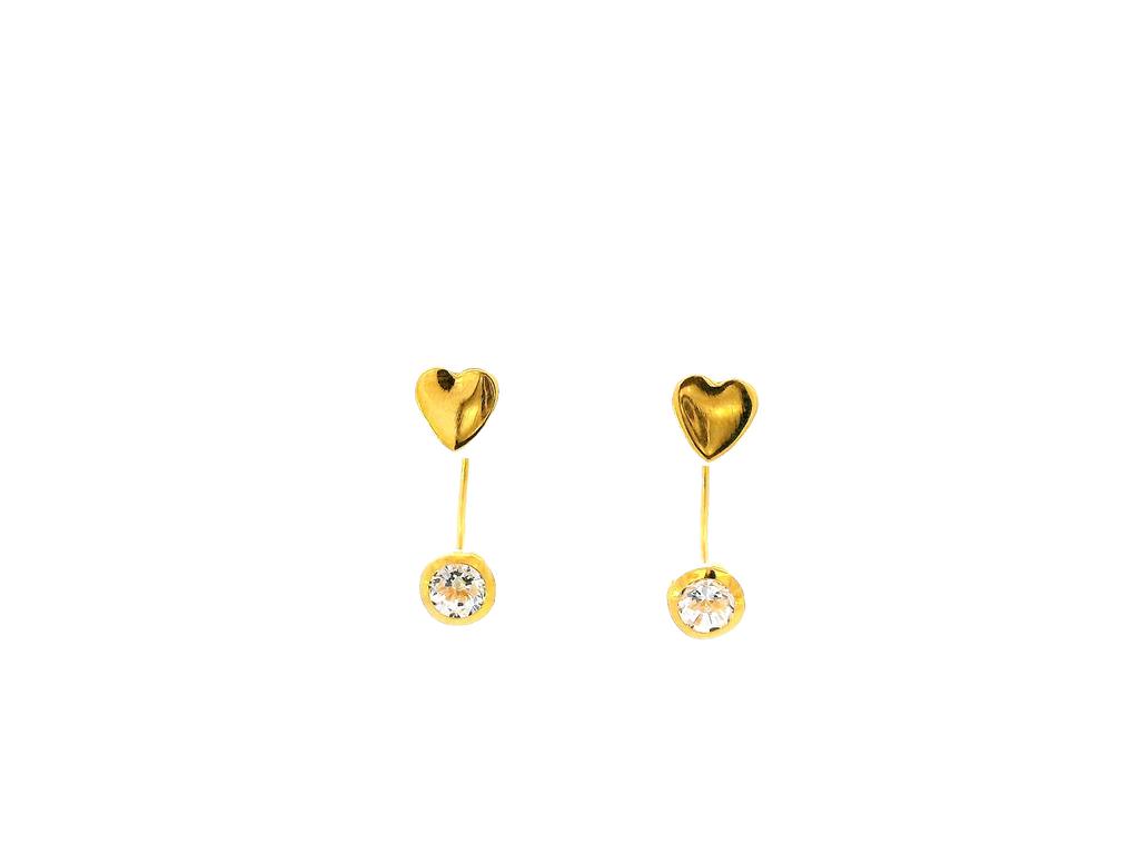 22k Polished Yellow Gold Heart Stud Earrings