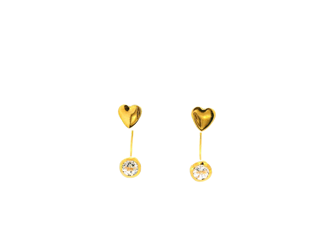 22k Polished Yellow Gold Heart Stud Earrings