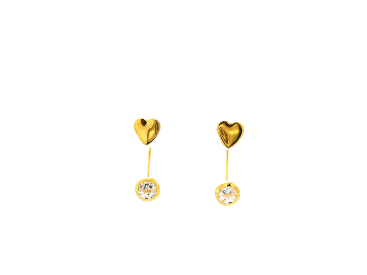 22k Polished Yellow Gold Heart Stud Earrings