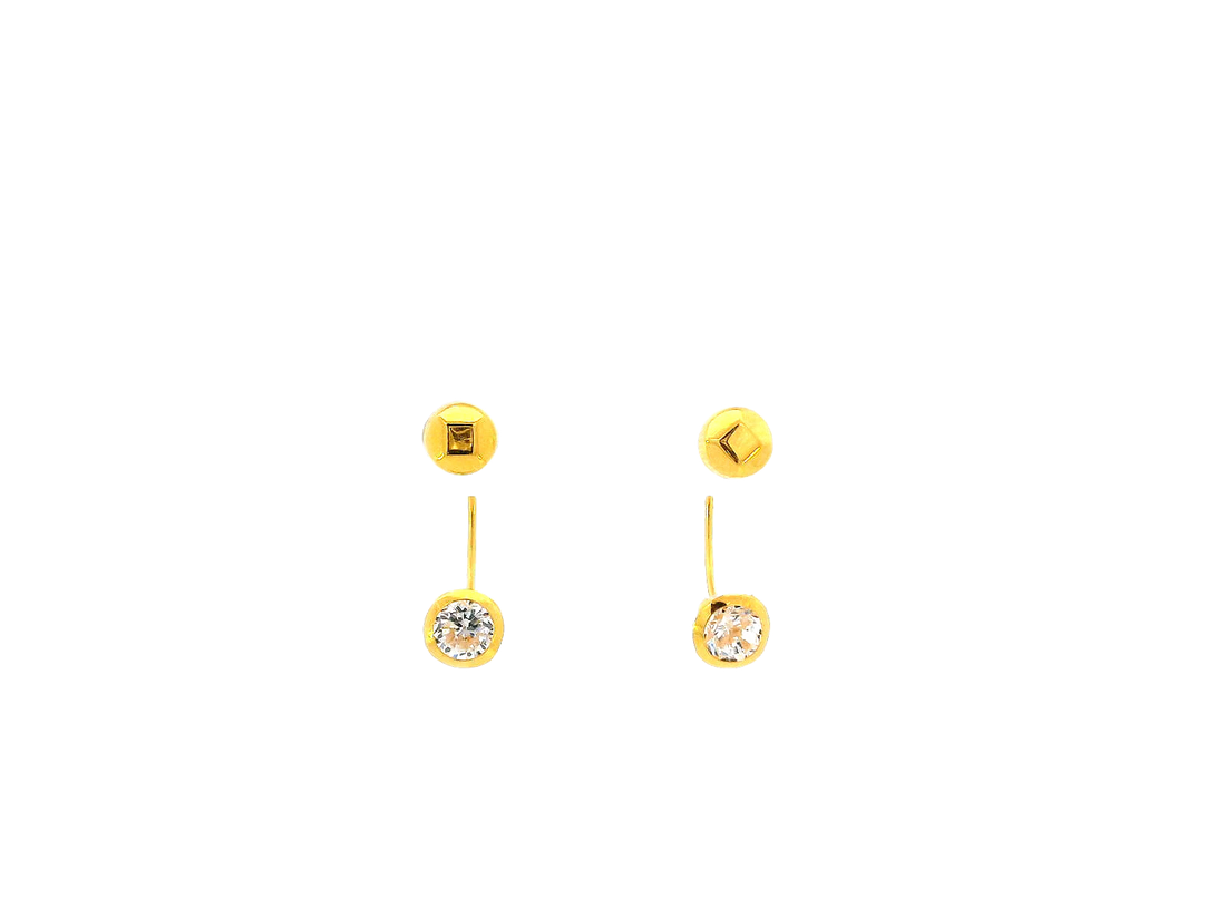 22k Polished Yellow Gold Minimalist Stud Earrings