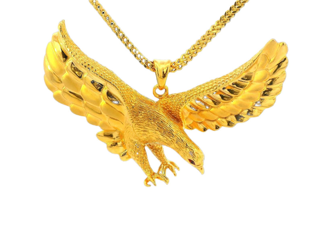 22k Yellow Gold Eagle Pendant with Intricate Wing Detail