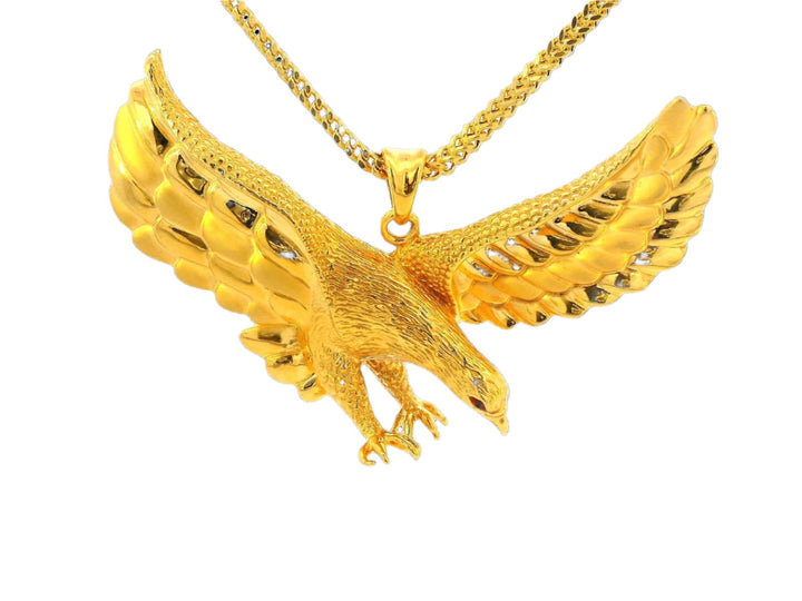 22k Yellow Gold Eagle Pendant with Intricate Wing Detail