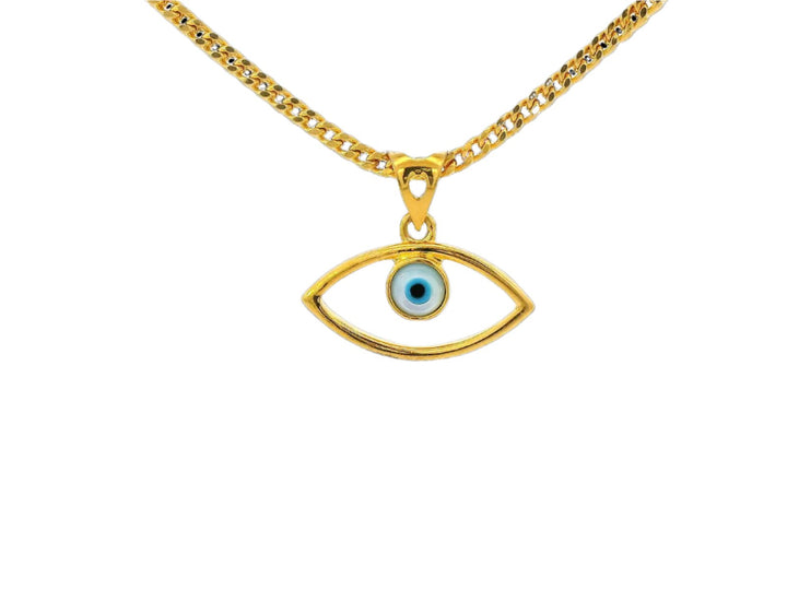 22k Yellow Gold Evil Eye Outline Pendant with Cubic Zirconia Accent