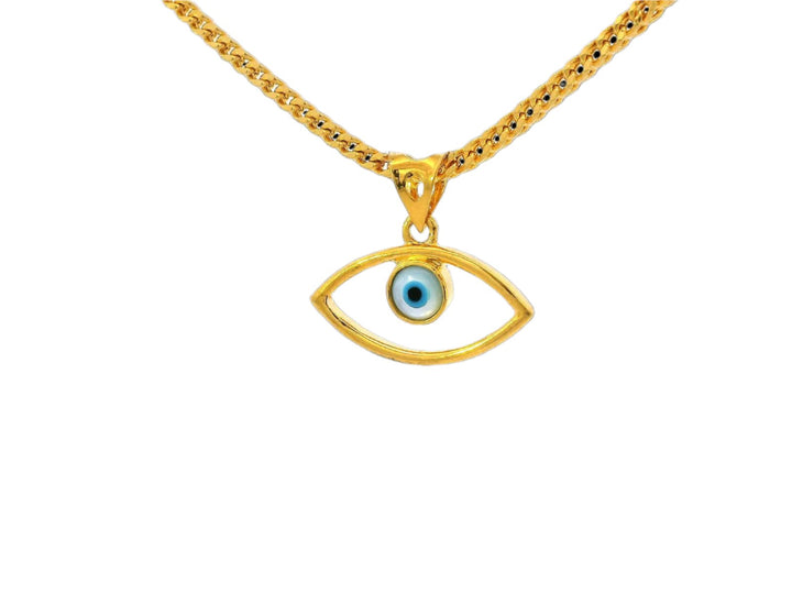 22k Yellow Gold Evil Eye Outline Pendant with Cubic Zirconia Accent