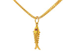 22k Yellow Gold Fish Pendant with Gemstone Accent
