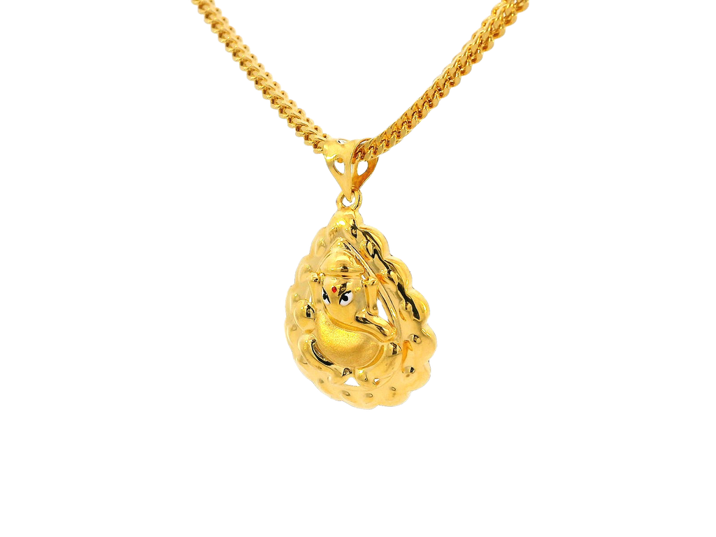 22k Yellow Gold Ganesh Pendant with Cubic Zirconia Accents