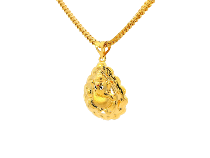 22k Yellow Gold Ganesh Pendant with Cubic Zirconia Accents