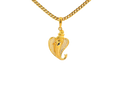 22k Yellow Gold Ganesh Pendant with Curved Leaf Design