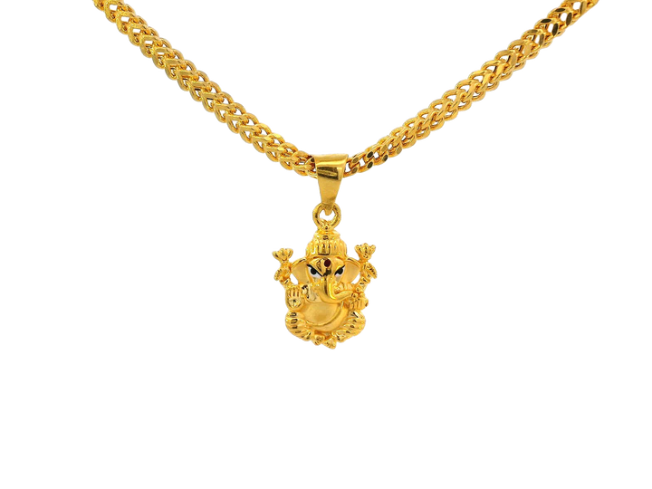 22k Yellow Gold Ganesh Pendant with Intricate Detailing