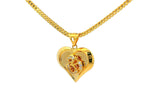 22k Yellow Gold Heart Pendant with Om Symbol and Cubic Zirconia Accents