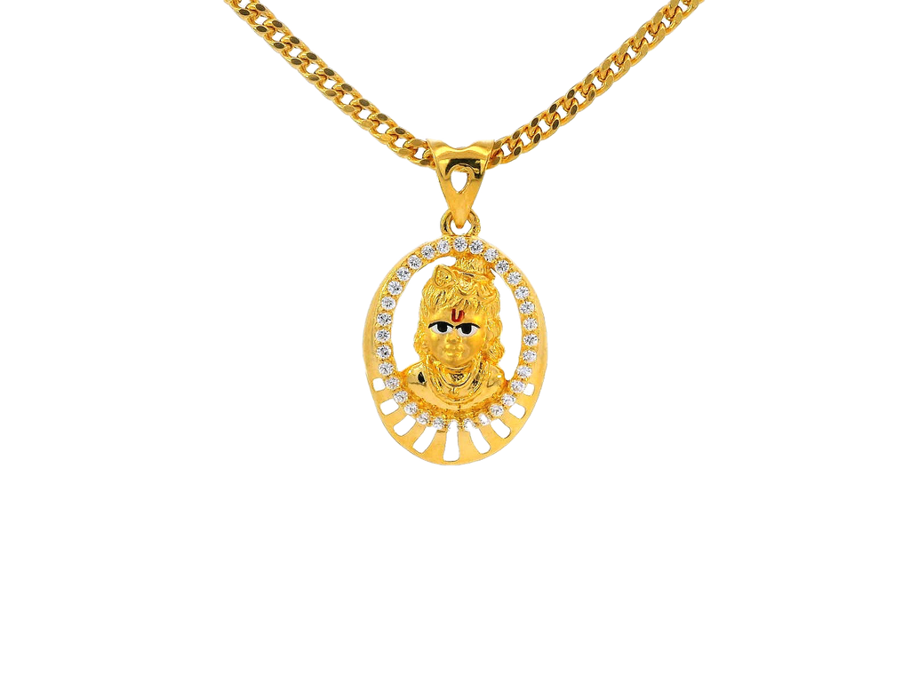22k Yellow Gold Krishna Pendant with Cubic Zirconia Accents