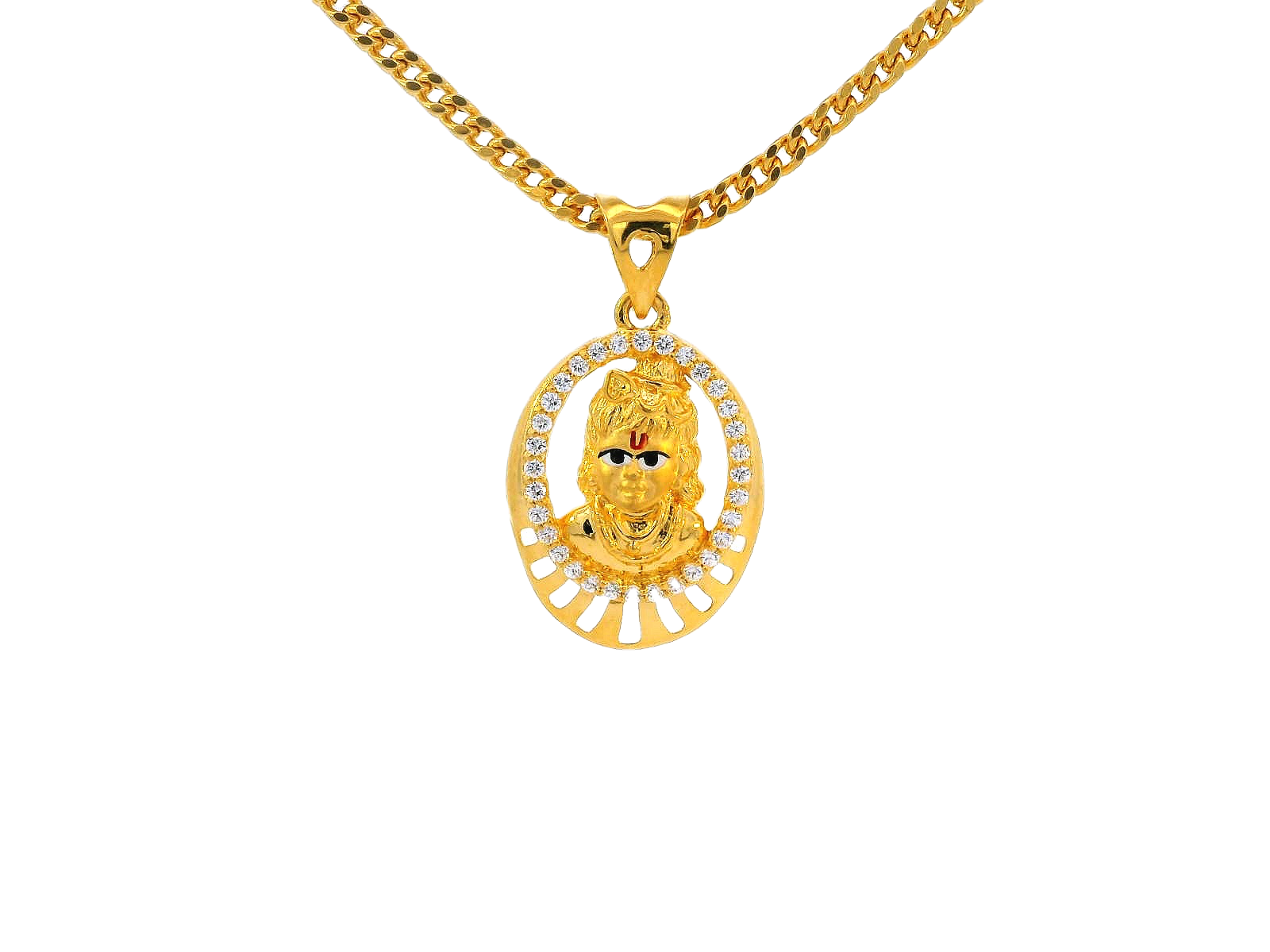 22k Yellow Gold Krishna Pendant with Cubic Zirconia Accents