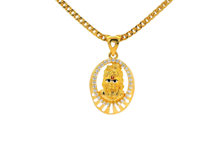 22k Yellow Gold Krishna Pendant with Cubic Zirconia Accents