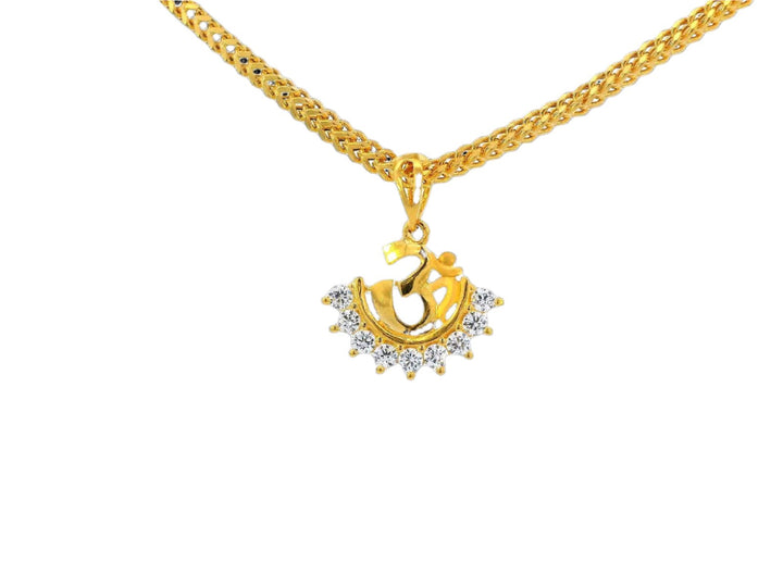 22k Yellow Gold Om Pendant with Cubic Zirconia Accents