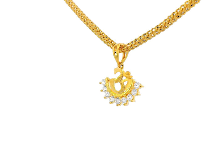 22k Yellow Gold Om Pendant with Cubic Zirconia Accents
