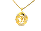 22k Yellow Gold Om Pendant with Cubic Zirconia Studded Frame
