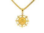 22k Yellow Gold Om Pendant with Ornate Sunburst Design