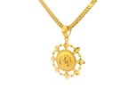 22k Yellow Gold Om Pendant with Ornate Sunburst Design