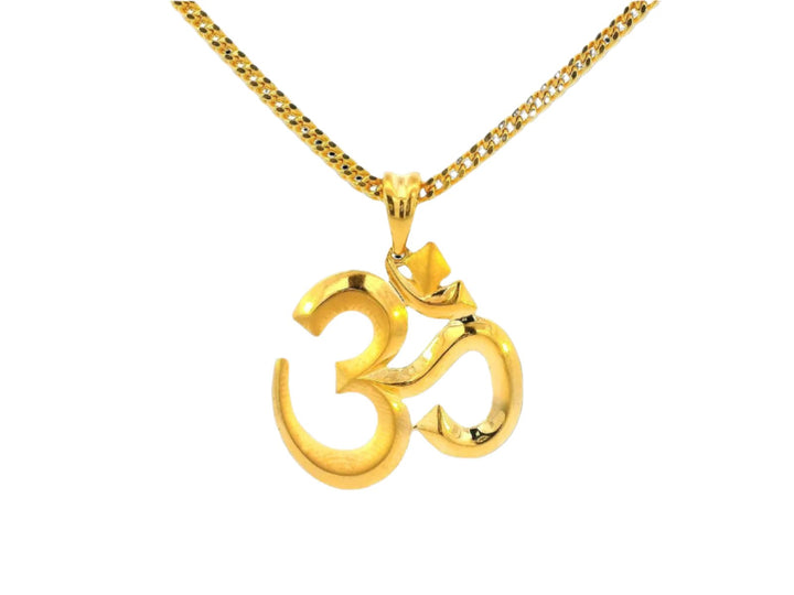 22k Yellow Gold Om Pendant with Polished Finish