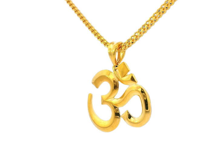 22k Yellow Gold Om Pendant with Polished Finish