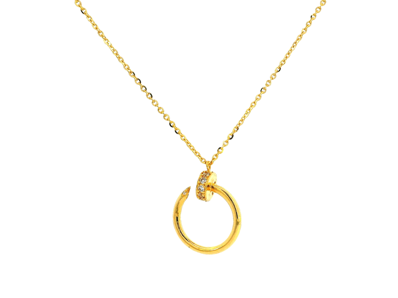 22k Yellow Gold Pendant Necklace with Cubic Zirconia