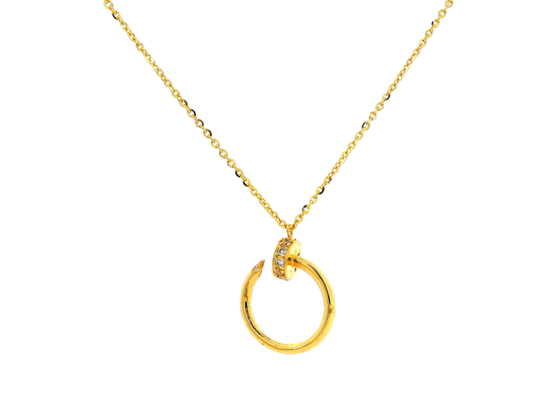 22k Yellow Gold Pendant Necklace with Cubic Zirconia