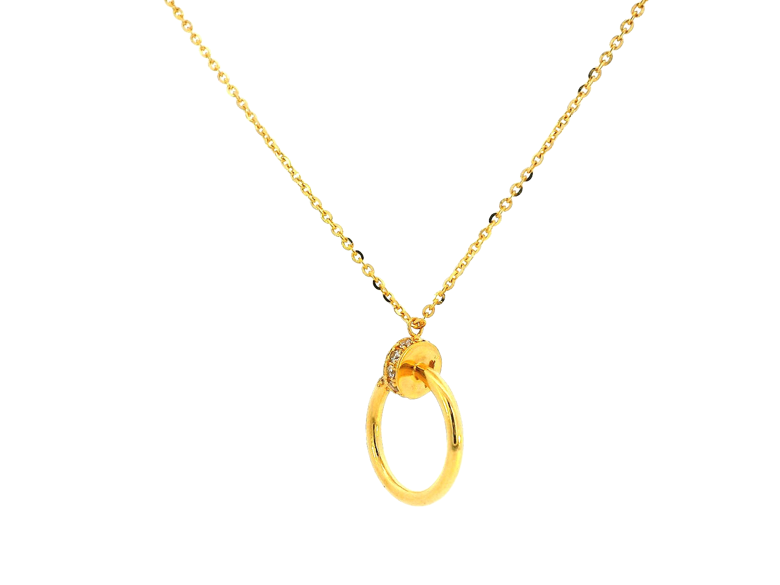 22k Yellow Gold Pendant Necklace with Cubic Zirconia