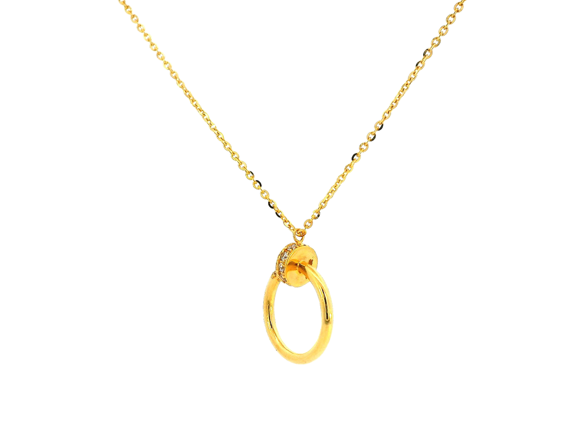 22k Yellow Gold Pendant Necklace with Cubic Zirconia