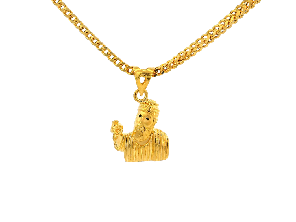 22k Yellow Gold Saint Pendant with Intricate Detailing