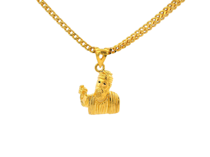 22k Yellow Gold Saint Pendant with Intricate Detailing