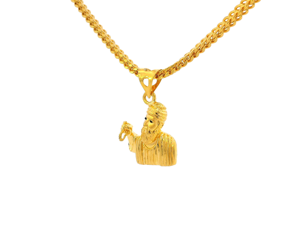 22k Yellow Gold Saint Pendant with Intricate Detailing