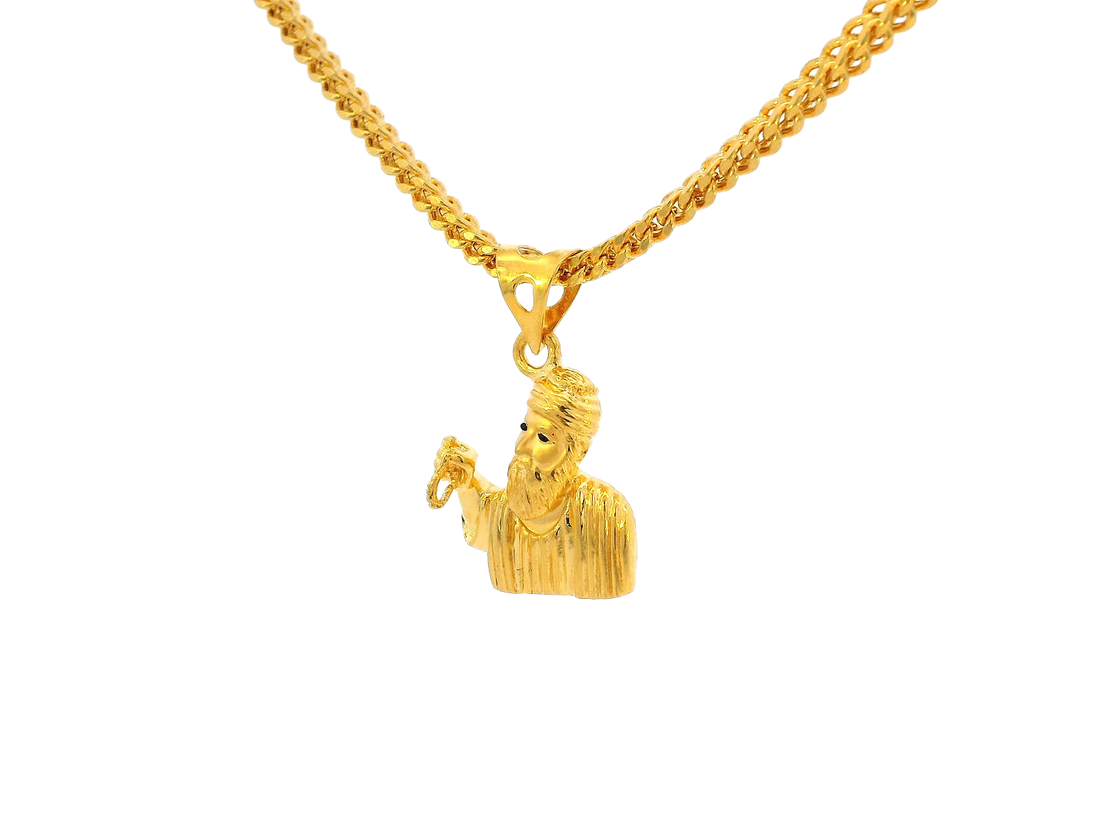 22k Yellow Gold Saint Pendant with Intricate Detailing