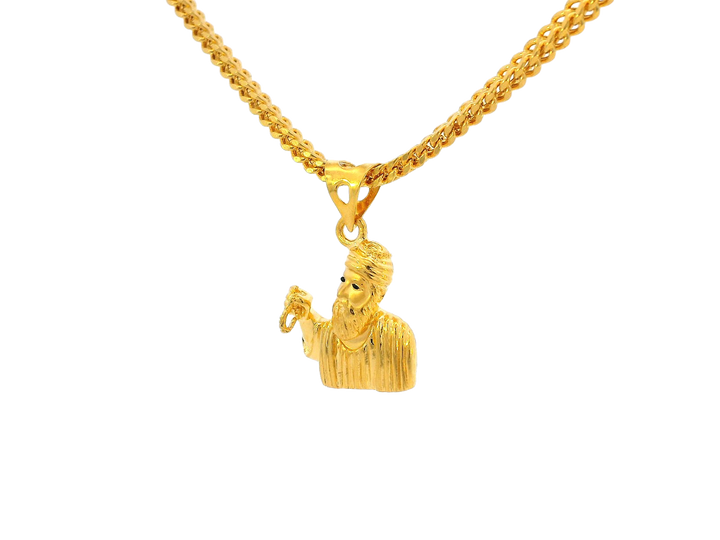 22k Yellow Gold Saint Pendant with Intricate Detailing