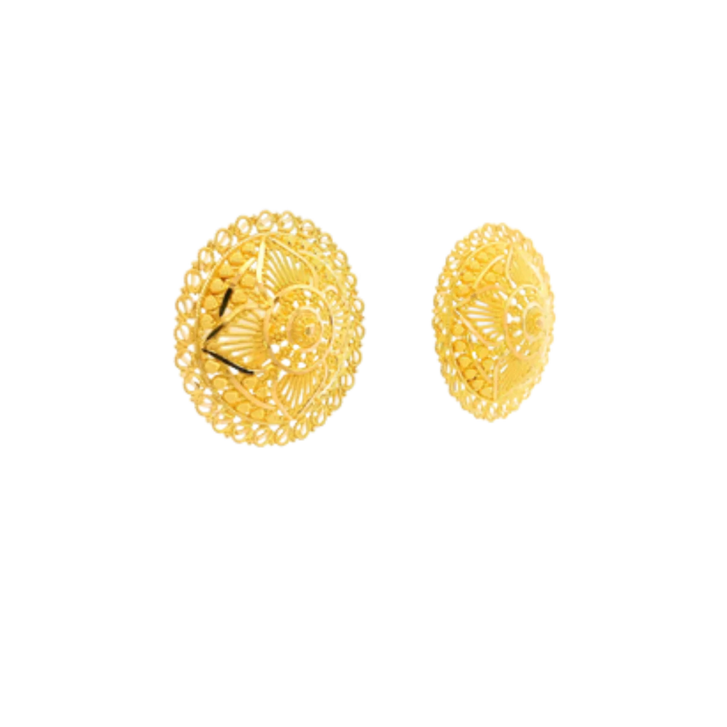 22K Yellow Gold Traditional Stud Earrings | Heavy Luxury Polished Tops