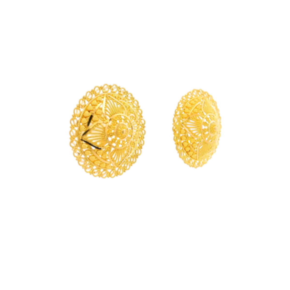 22K Yellow Gold Traditional Stud Earrings | Heavy Luxury Polished Tops