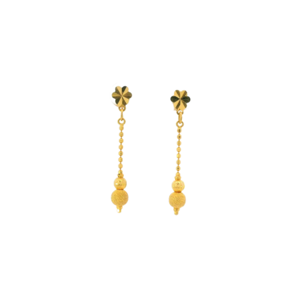22K Yellow Gold Fancy Stud Earrings | Elegant Polished Tops