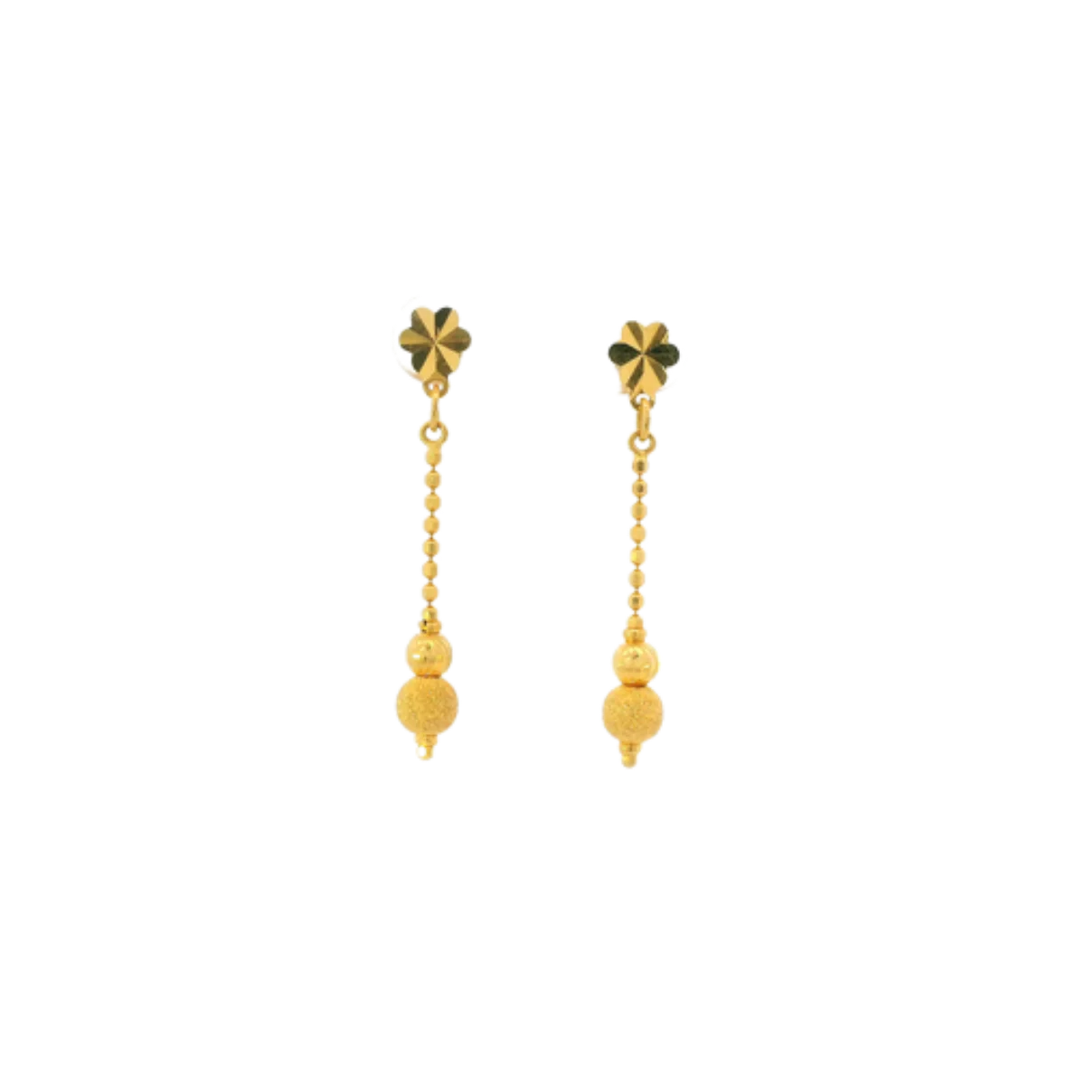 22K Yellow Gold Fancy Stud Earrings | Elegant Polished Tops