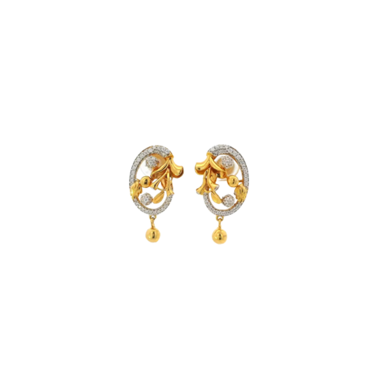 22K Yellow Gold CZ Stud Earrings | Premium Stone Tops