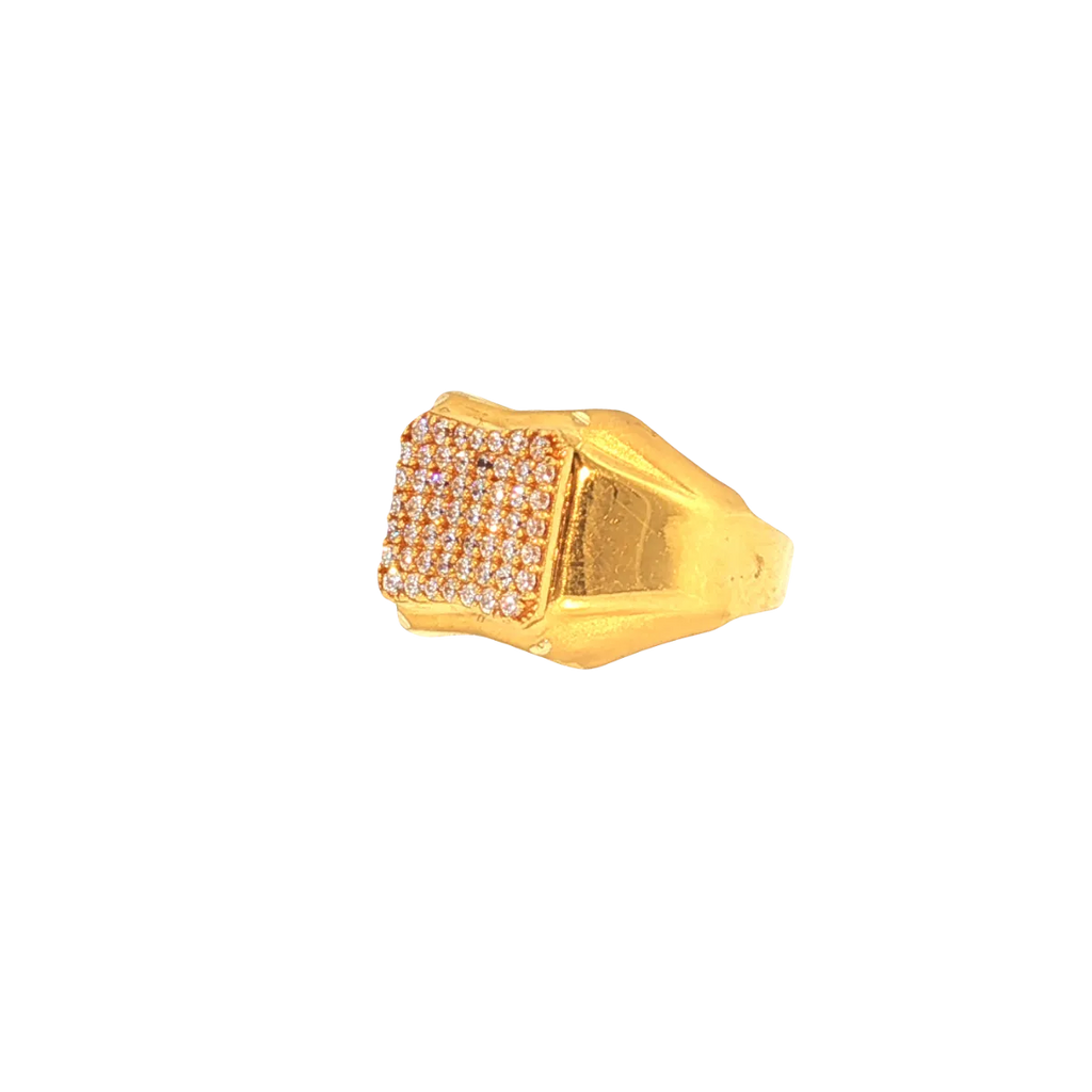 22K Yellow Gold Men’s Stone Ring with Cubic Zirconia (5.7 Grams) – Classic & Elegant