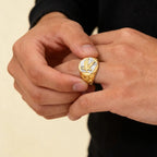 22K Yellow and White Gold Eagle Motif Men's Ring – Size 10.2