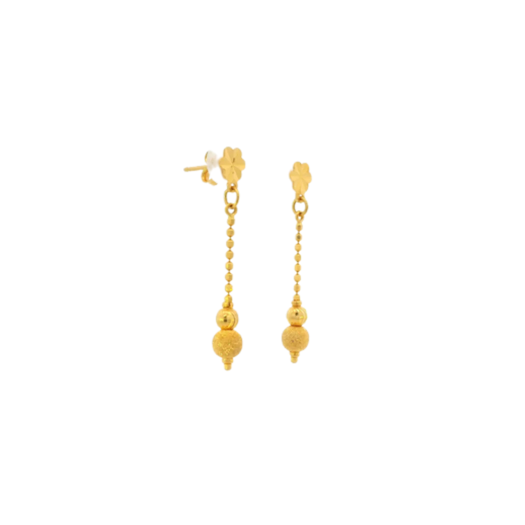 22K Yellow Gold Fancy Stud Earrings | Elegant Polished Tops