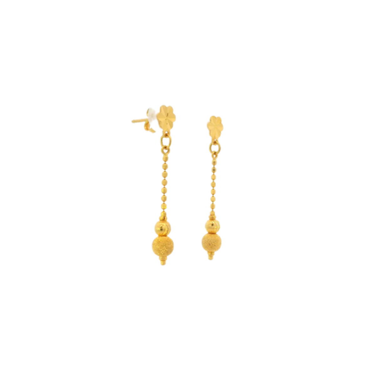 22K Yellow Gold Fancy Stud Earrings | Elegant Polished Tops