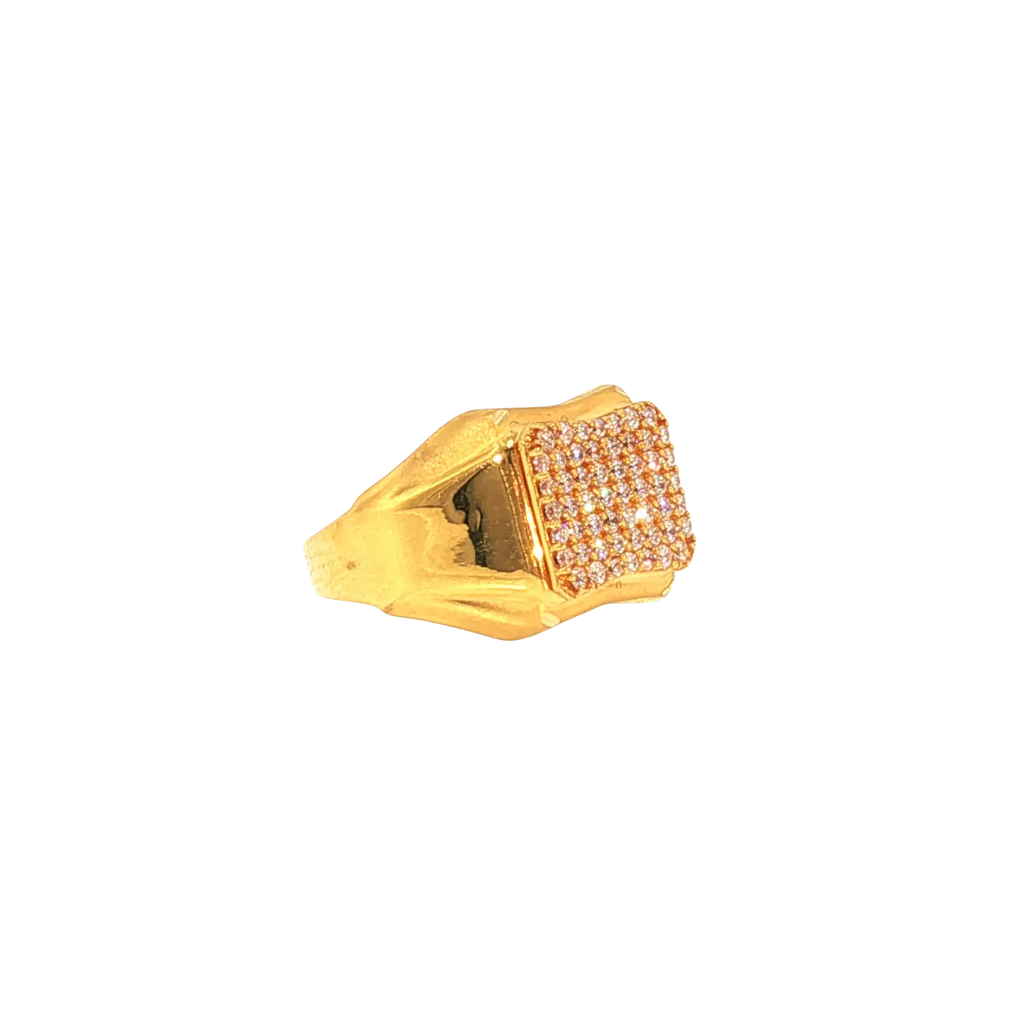 22K Yellow Gold Men’s Stone Ring with Cubic Zirconia (5.7 Grams) – Classic & Elegant