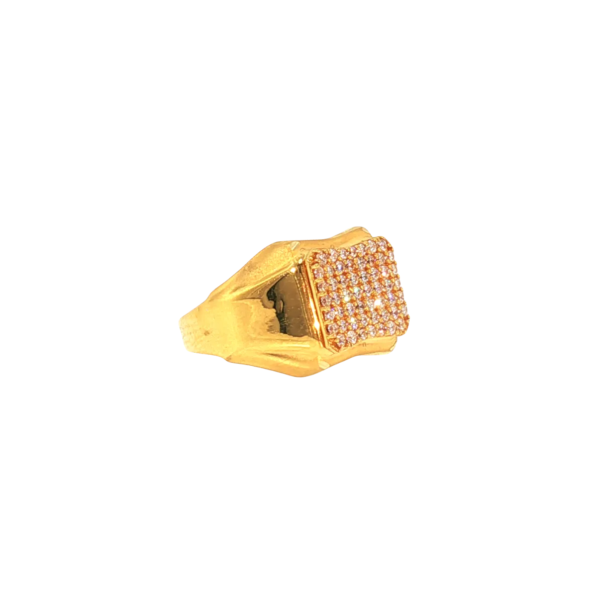 22K Yellow Gold Men’s Stone Ring with Cubic Zirconia (5.7 Grams) – Classic & Elegant