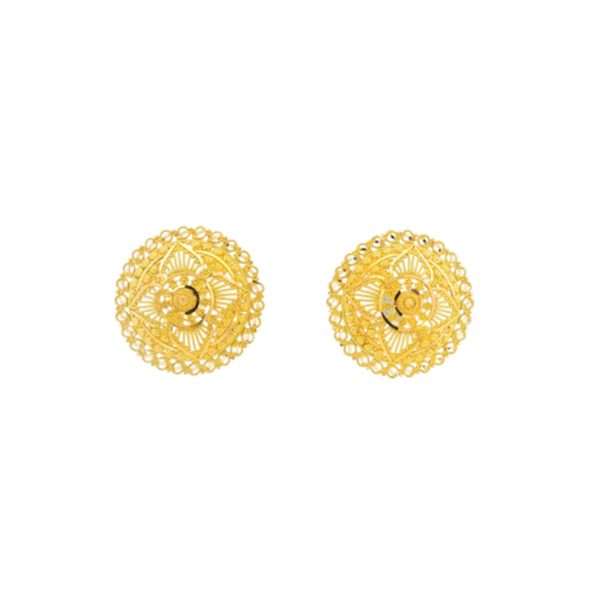 22K Yellow Gold Traditional Stud Earrings | Heavy Luxury Polished Tops