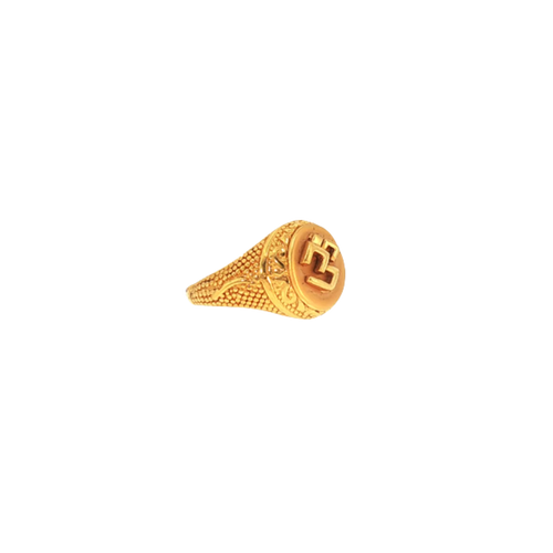 22K Yellow Gold Om Men’s Ring | Classic Spiritual Gold Band