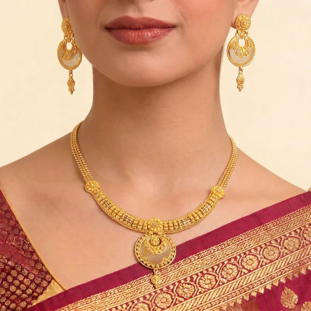 22K Minimalist Yellow Gold Dual Layered Bead Necklace