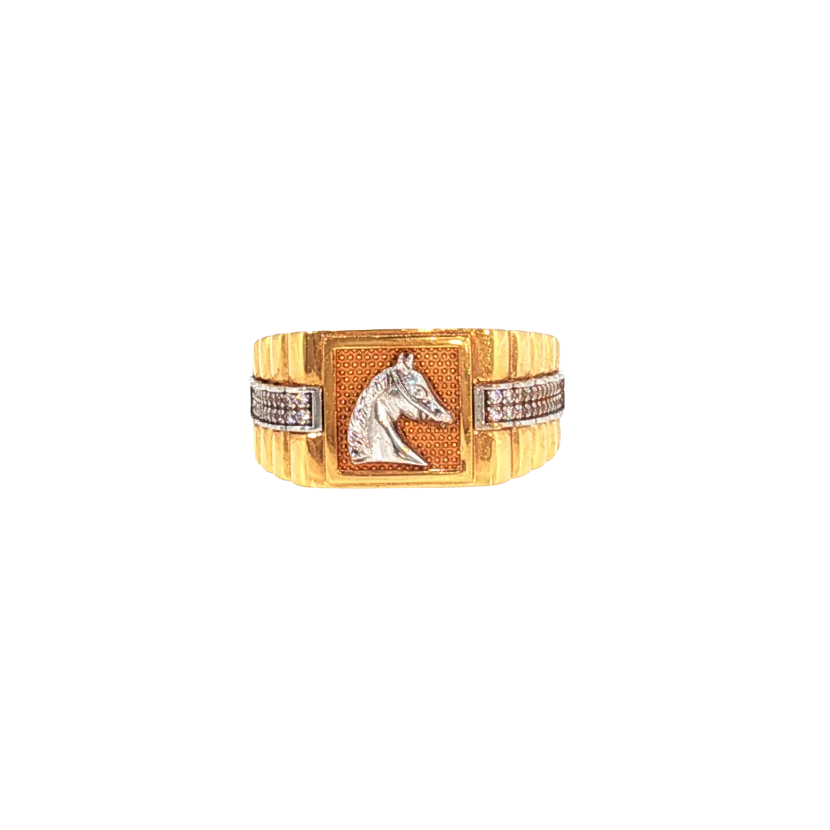 22K Two-Tone Yellow & White Gold Men’s Ring (8.9 Grams) – Bold & Premium Design