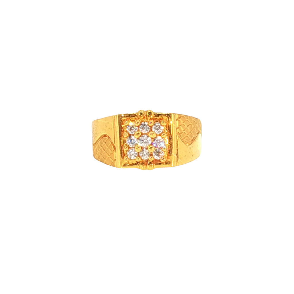 Classic 22K Yellow Gold Cubic Zirconia Ring – 4.5g Elegant Stone Design